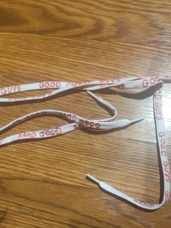 HANDMADE Good Guys White Shoelaces with Red Print - Durable Cotton Laces