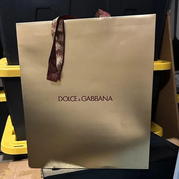 New Dolce & Gabbana Gold Bag with Burgundy Ribbon