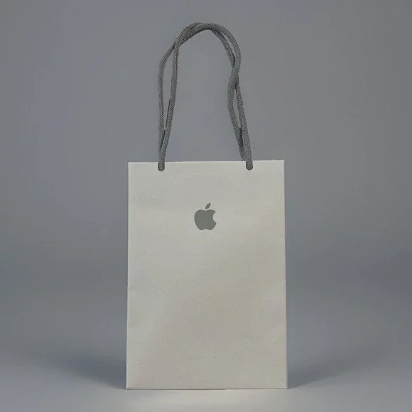 Genuine Apple Store Logo Paper Bag Shopping Gift Bag Tote White 8.5 x 6in iPhone