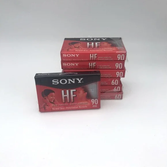 Lot of 7 SONY HF CASSETTE TAPES 60 & 90 Min - High Fidelity Normal Bias SEALED