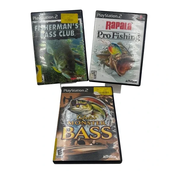 PlayStation 2 Fishing Game Lot 3 Games Black 2002-2007
