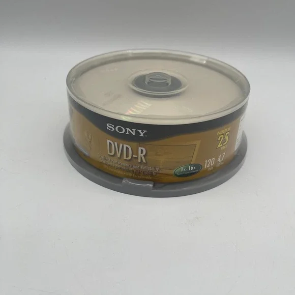 Sony DVD-R 4.7GB 120min 1x-16x AccuCORE‎ Recordable Media 25 Pack Spindle NEW