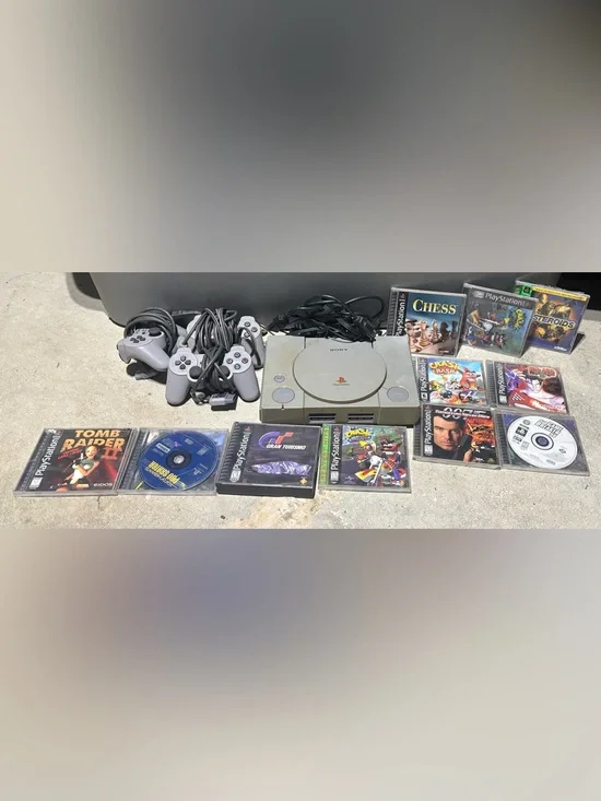 Sony PlayStation 1 Console Bundle – Tested & Working – 3 Controllers + 11 Games