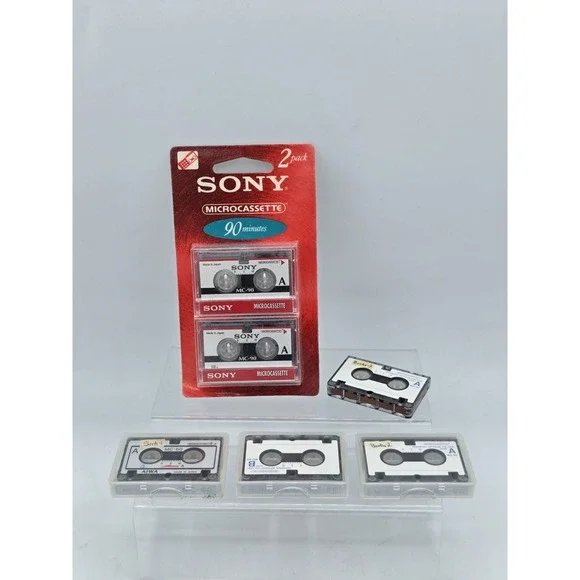 2 Pack SONY MC-90 MICROCASSETTE AUDIO TAPES  90 MINUTES & 4 Used MC-60 Tapes‎