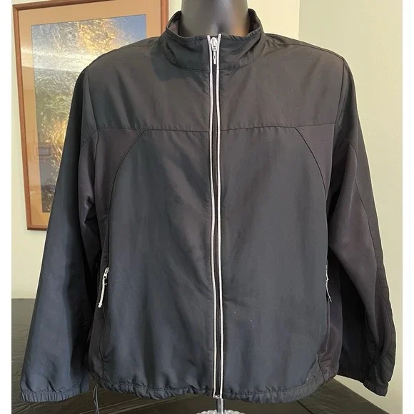 Tek Gear Womens XL Black Full Zip Performance Track Jacket Windbreaker