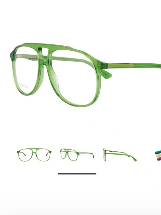 New Gucci Transparent Green Aviator Glasses