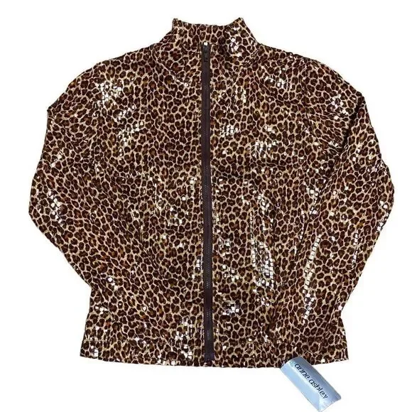 Anne Ashley Cheetah Full Zip Jacket Size Small NEW