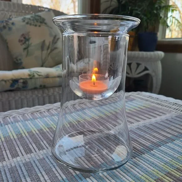 Home Interiors Two Piece Candle Holder Item 12289 Suspended Tealight Clear Glass