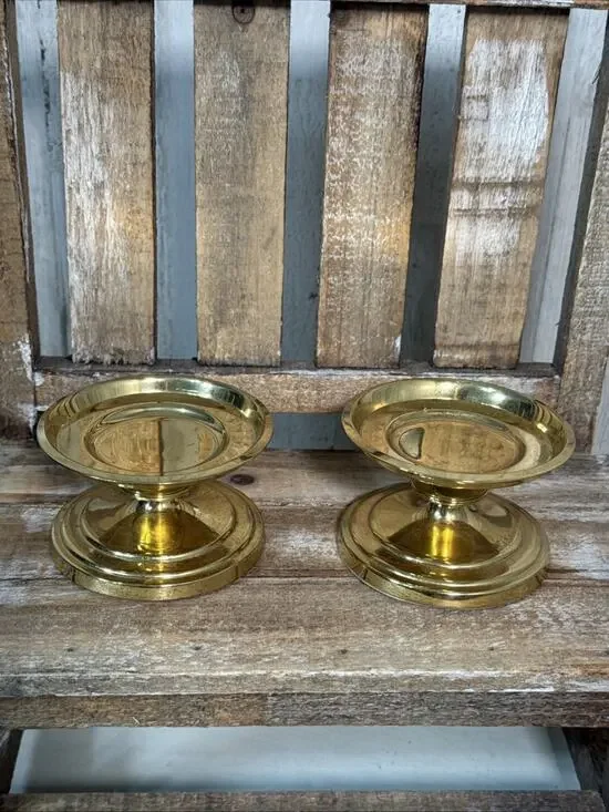 Vintage Partylite 2” Brass Pedestals Set Of 2