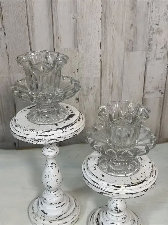 Vintage Partylite Chantilly Crystal Votive Candle Holder Pair P0315 New With Box