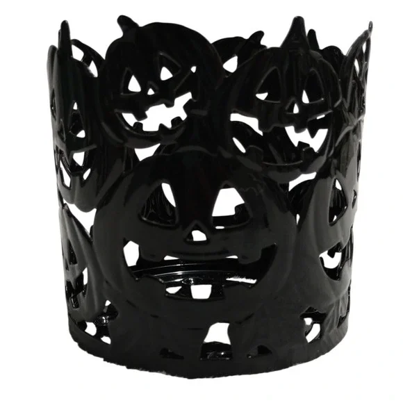 Yankee Candle Black Metal Jack Pumpkin Halloween‎ Candle Holder 4x4 Inches