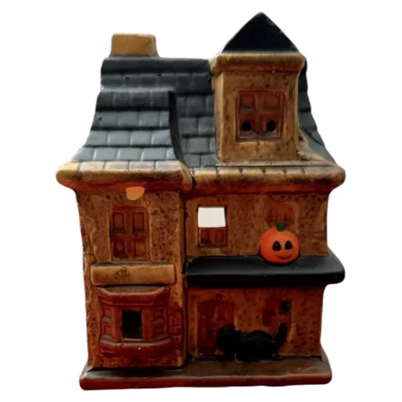 HALLOWEEN HAUNTED HOUSE Small Candle Holder JSNY #6219 Taiwan 6