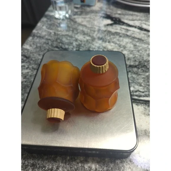 3 Vintage Faroy Amber Frosted Tulip Candle Cups With Pegs