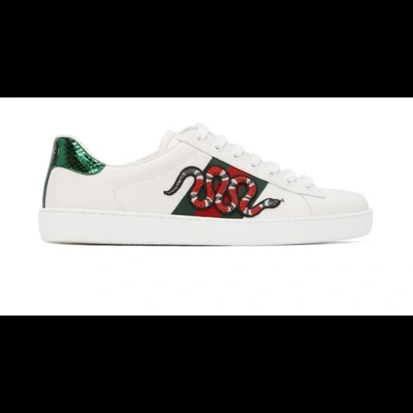 Gucci White snake low‎ Ace sneakers size 9.5