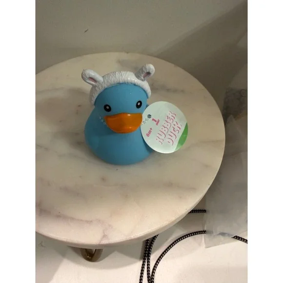 Blue Rubber Duck‎ Bath Toy Bunny Hat Toddler Baby Bath Time Fun