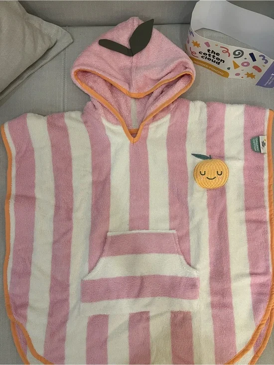 NWT Pink orange Hooded Poncho - Kids Bath Towel