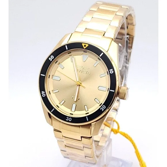 Invicta Ocean Voyage Men's Watch Gold Dial Black Bezel 39mm Steel‎ New