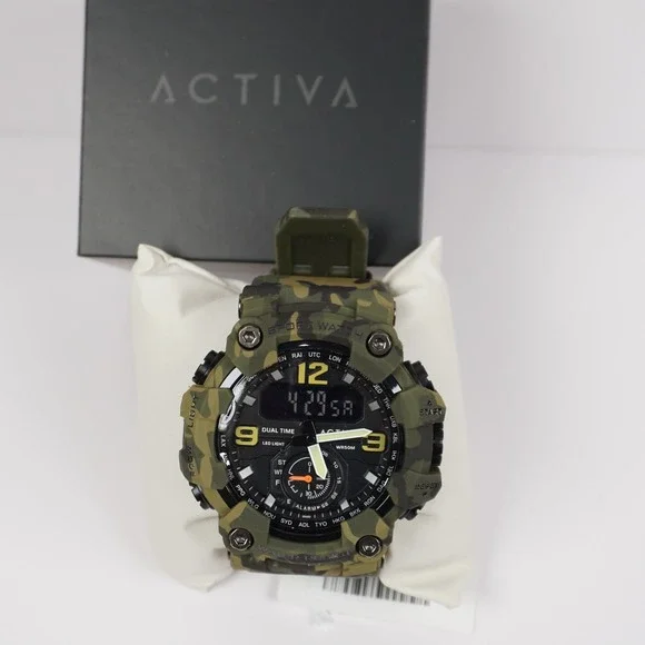 Activa‎ by Invicta Mens Camo Dual Time Sport Watch ACW1637-004 Green New Boxed