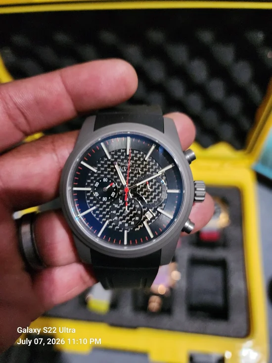 Invicta Black Chronograph Sport Watch with Carbon Fiber Dial