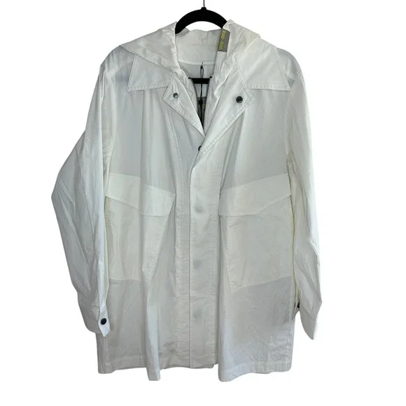 WE-AR4 White Hooded Rain Jacket Field‎ Coat NWT $540 Sustainable Luxury M