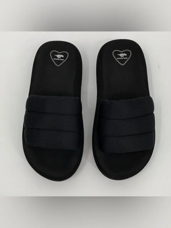 Rocket Dog platform slide sandal black shoe mesh quilted puffed strap women 9