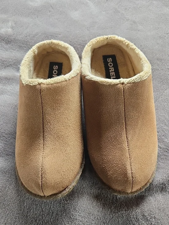 Sorel Brown Faux-Suede Plush-Lined Slip-On Clog