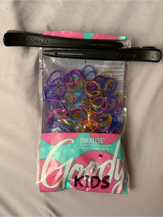 Candy Kids Colorful Ouchless Hair Elastics and blow dryer Clips