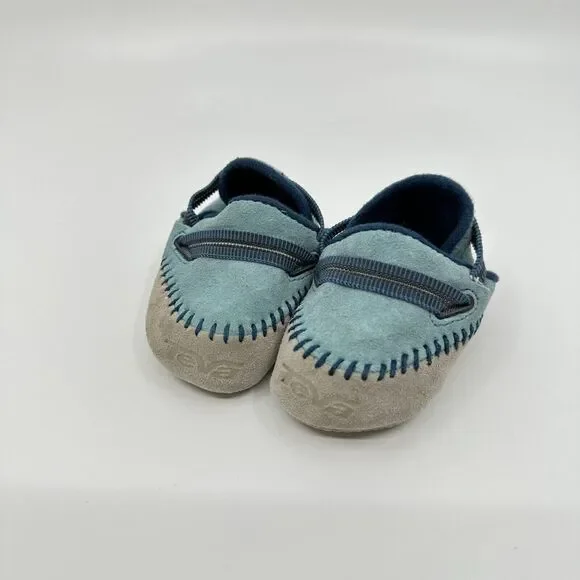Teva Booties Baby Small Blue Adjustable Soft Sole‎ Suede Logan Slippers Camping