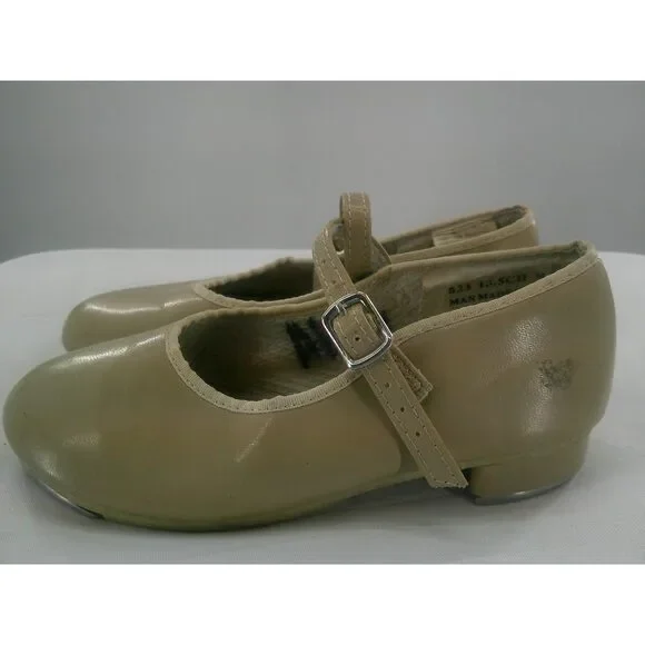 Pre-Owned Dance Tap Shoes Revolution Kids 13.5M Mary Jane Leather Buckle Student