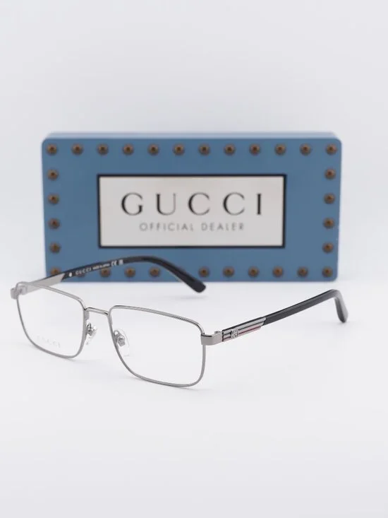 Gucci GG1291O 001 Rectangle Eyeglasses - Ruthenium 55mm