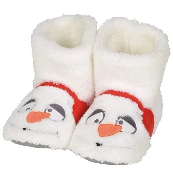 Snowman Plush Hard Sole Slippers