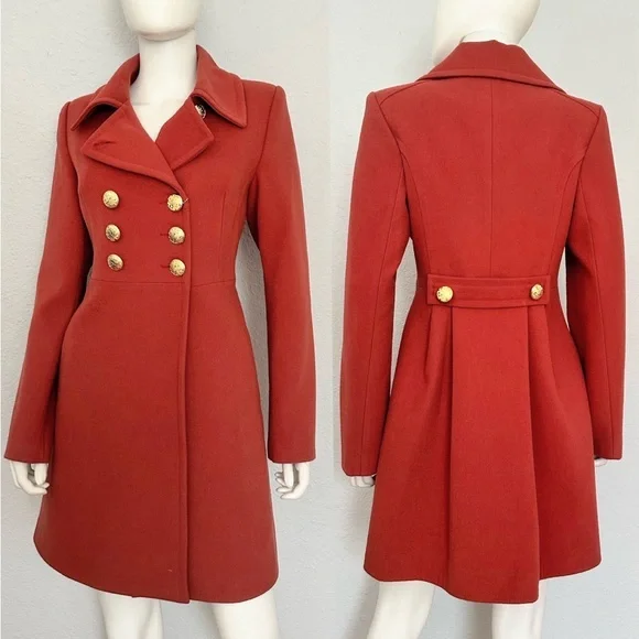 NWT WOMEN’S DOUBLE-BREASTED COAT‎ NOTCHED COLLAR LINED PEACOAT