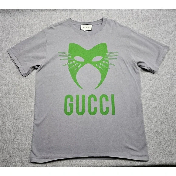 Gucci Shirt Mens XL Gray Green Mask Manifesto Back Slogan Made In Italy
