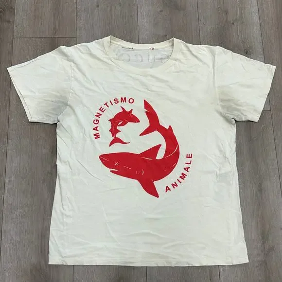 Gucci Magnetismo Animale Shark Tee T Shirt size Large L Cream B30