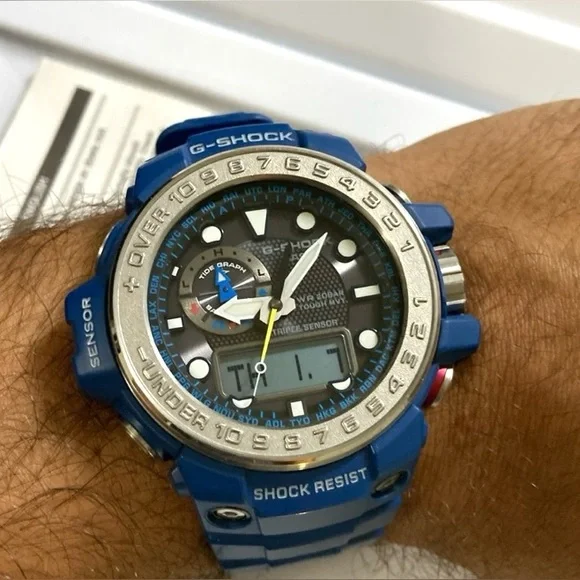 Casio Gshock GWN1000, blue, solar, multiband 6, box, tin, papers, Gulfmaster