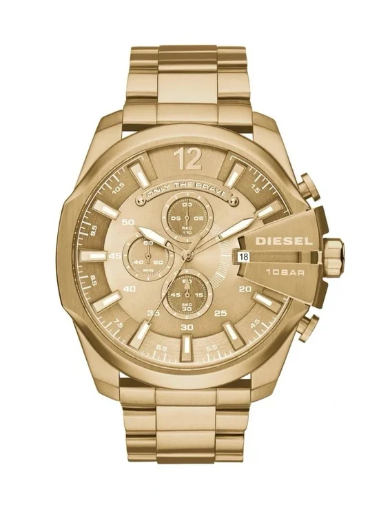 Diesel Gold-Tone mega chief Men's Chronograph Bracelet Watch