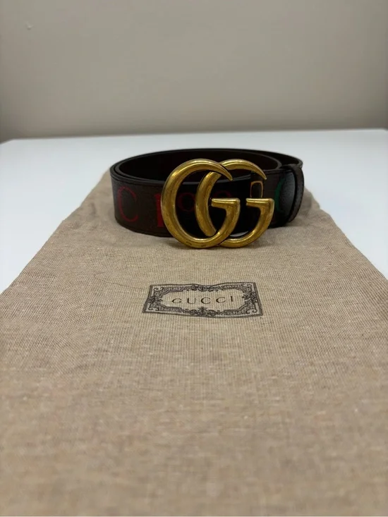 Gucci Centennial 100 GG Marmont Belt - Multicolor Logo Print
