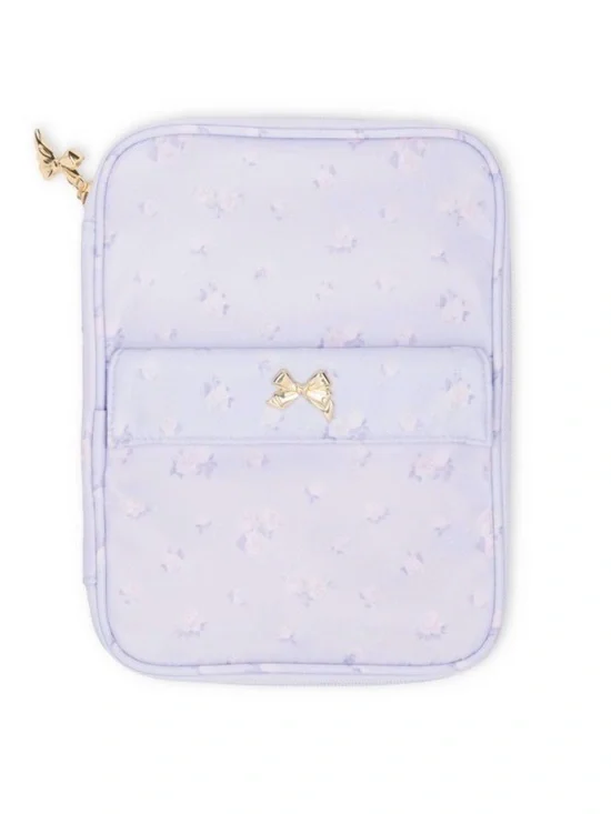 LoveShackFancy Lavender Floral Tech Organizer with Gold Bow Accent