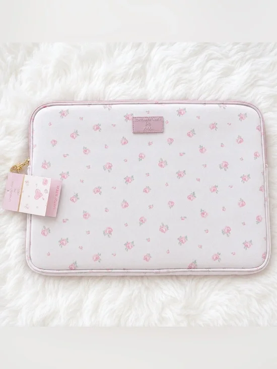 LoveShackFancy Blooming Heirloom Laptop Sleeve Strawberry Macaroon
