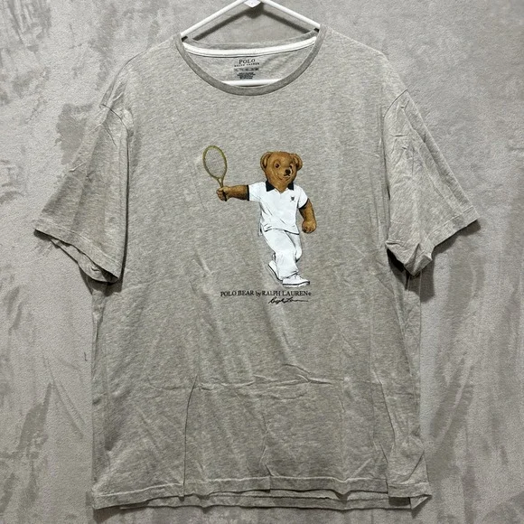 Polo Ralph Lauren T-Shirt Mens 2XL Tennis Polo Bear Graphic Tee Preppy Old Money