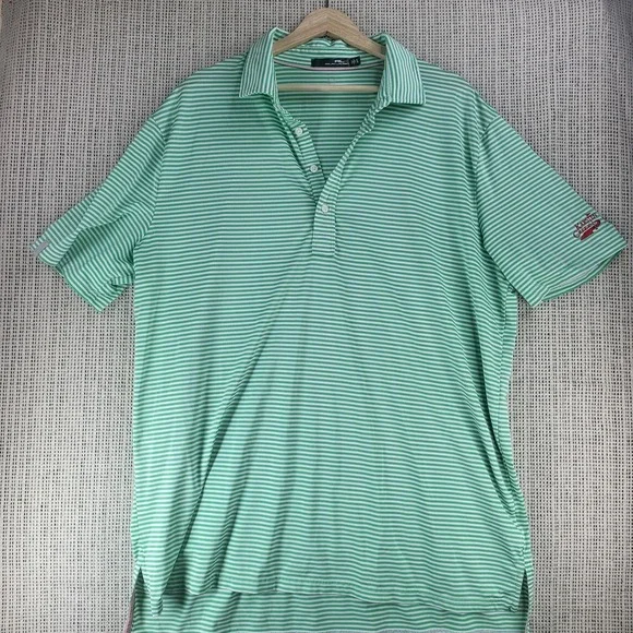 RLX Ralph Lauren Polo Shirt Mens XL Green Striped Karsten Creek Golf Performance