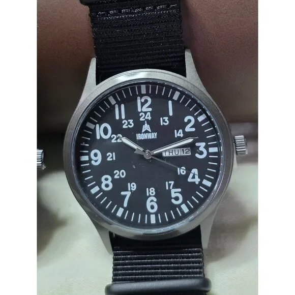 Ironway 41mm Military Field Watch, Black Dial, Japanese Quartz (New w/ ABS Case)