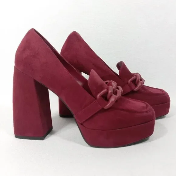 Open Edit in Red Cranberry Slip on Platform Pump Shoes(Size 9.5M)
