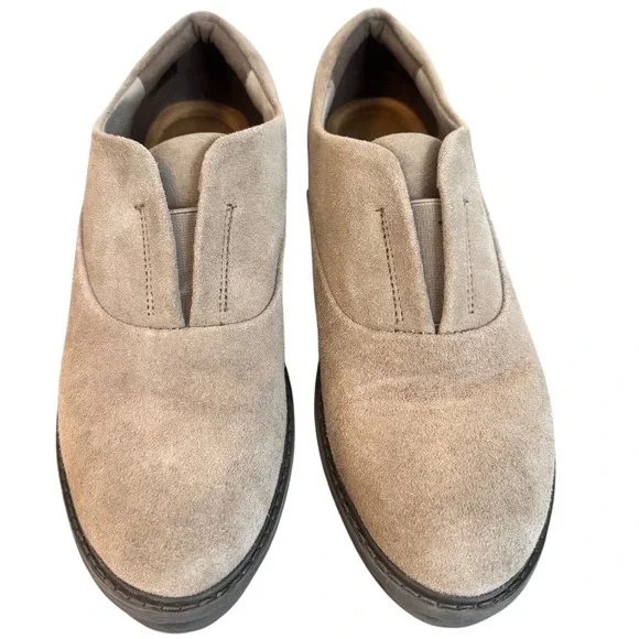 Clarks Women's Airabell Sky Slip-On‎ Shoes Gris Beige Suede Size 11M Comfort