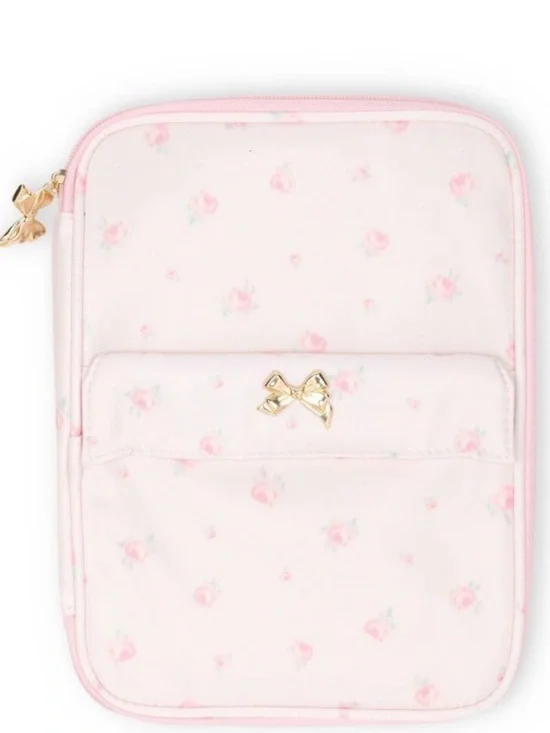 Love Shack Fancy Yoobi tech organizer pink floral Gold Bow Accent