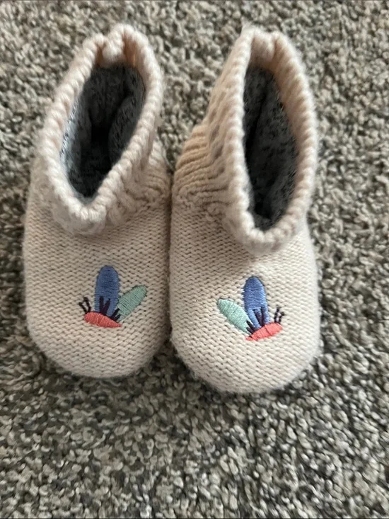 Bomba Cozy Knit Baby Booties with Colorful Embroidered Detail