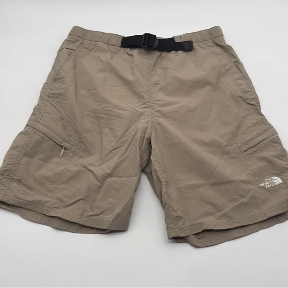 Men's Small The North Face Beige Nylon‎ Belted Cargo Hiking Shorts Gorpcore Hike
