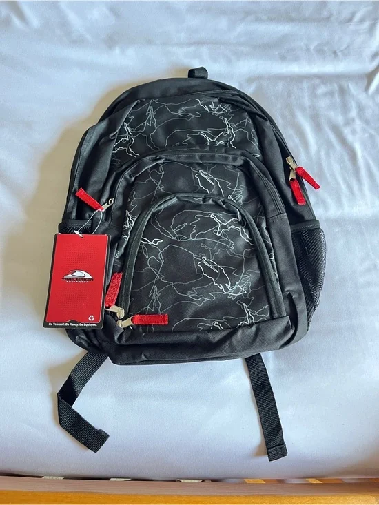 Trailmaker Backpack Black Red Camo Multi-Pocket 600D Padded School Book Bag New