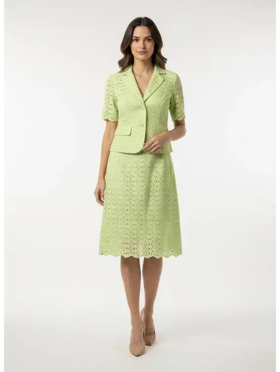 Willie Smith Light Green Eyelet Lace Skirt SZ 6‎