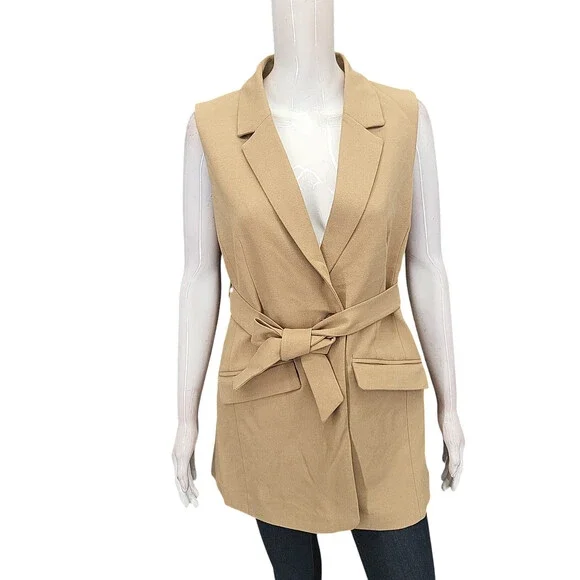 Kate & Mallory Womens Tan Dressy Work Office Business Casual Vest Size M